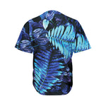 Blue Tropical Leaves Print Men's Baseball Jersey