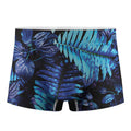 Blue Tropical Leaves Print Men's Boxer Briefs