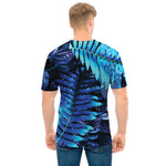 Blue Tropical Leaves Print Men's T-Shirt