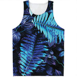 Blue Tropical Leaves Print Men's Tank Top