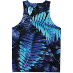 Blue Tropical Leaves Print Men's Tank Top