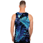 Blue Tropical Leaves Print Men's Tank Top