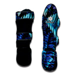 Blue Tropical Leaves Print Muay Thai Shin Guard