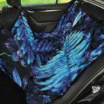 Blue Tropical Leaves Print Pet Car Back Seat Cover