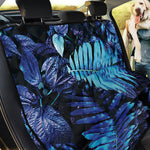 Blue Tropical Leaves Print Pet Car Back Seat Cover