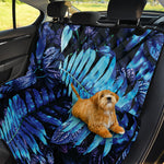 Blue Tropical Leaves Print Pet Car Back Seat Cover