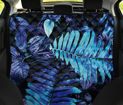 Blue Tropical Leaves Print Pet Car Back Seat Cover