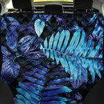 Blue Tropical Leaves Print Pet Car Back Seat Cover