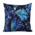 Blue Tropical Leaves Print Pillow Cover