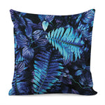 Blue Tropical Leaves Print Pillow Cover