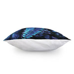 Blue Tropical Leaves Print Pillow Cover