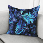 Blue Tropical Leaves Print Pillow Cover