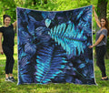 Blue Tropical Leaves Print Quilt