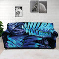 Blue Tropical Leaves Print Sofa Cover