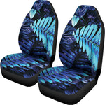 Blue Tropical Leaves Print Universal Fit Car Seat Covers