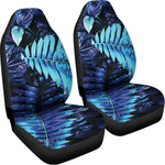 Blue Tropical Leaves Print Universal Fit Car Seat Covers