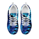 Blue Tropical Leaves Print White Sneakers
