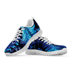 Blue Tropical Leaves Print White Sneakers