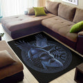 Blue Viking God Odin And Crow Print Floor Mat