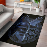 Blue Viking God Odin And Crow Print Area Rug