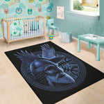Blue Viking God Odin And Crow Print Area Rug