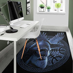 Blue Viking God Odin And Crow Print Area Rug