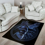 Blue Viking God Odin And Crow Print Area Rug