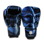 Blue Viking God Odin And Crow Print Boxing Gloves