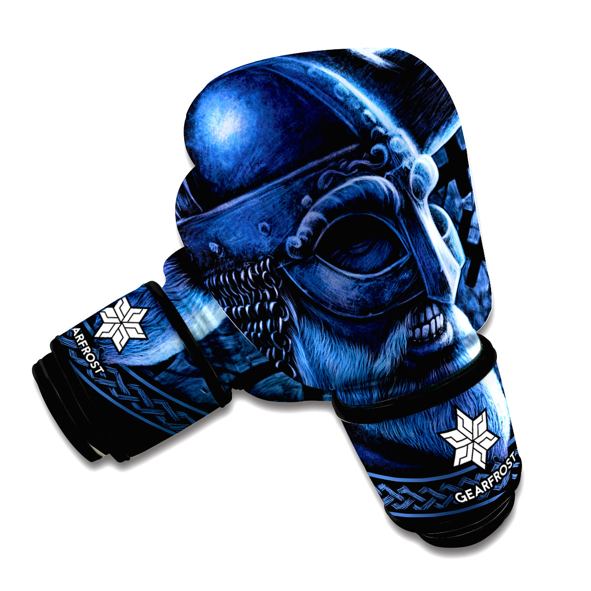 Blue Viking God Odin And Crow Print Boxing Gloves