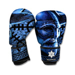 Blue Viking God Odin And Crow Print Boxing Gloves