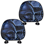 Blue Viking God Odin And Crow Print Car Headrest Covers