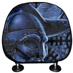 Blue Viking God Odin And Crow Print Car Headrest Covers