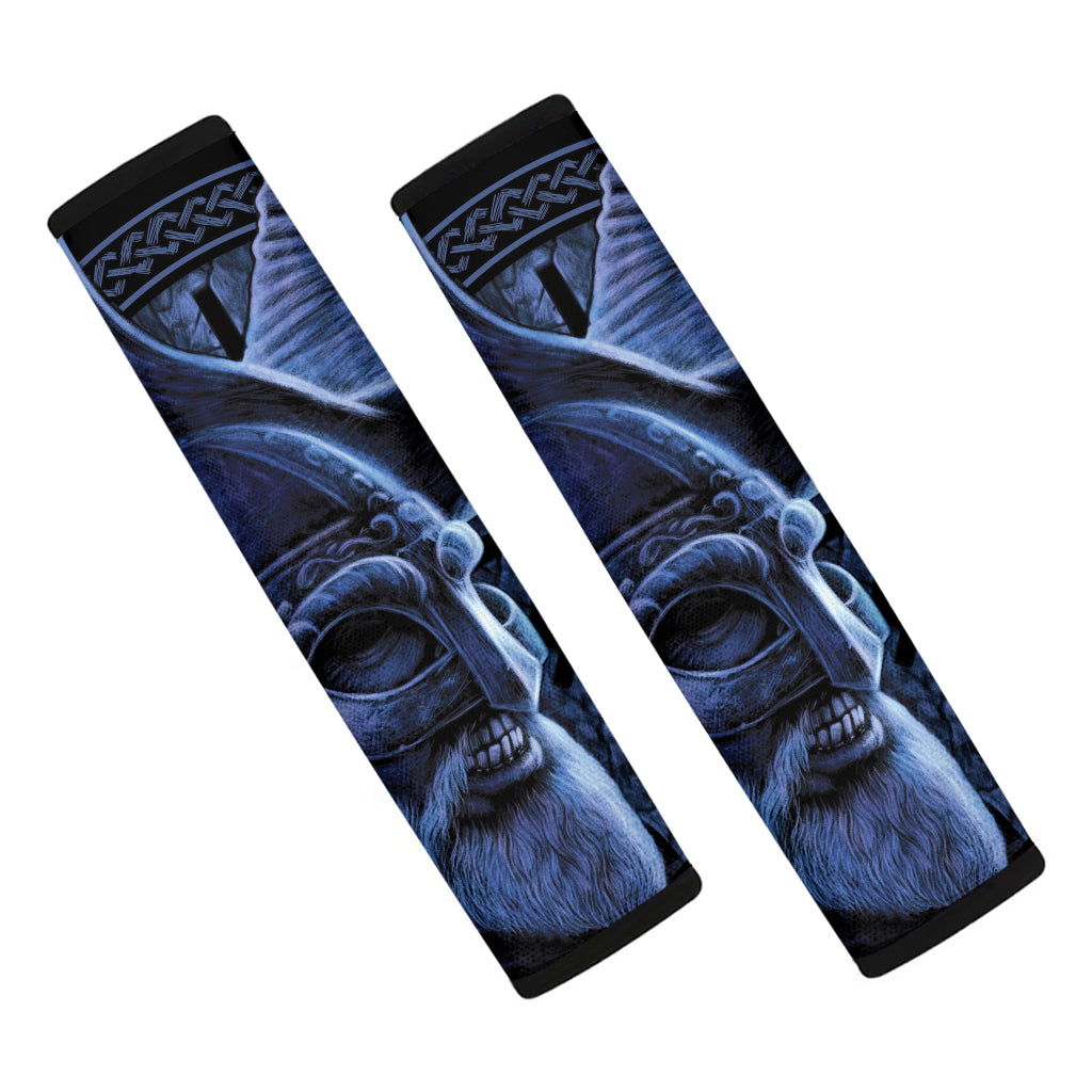Blue Viking God Odin And Crow Print Car Seat Belt Covers