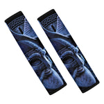 Blue Viking God Odin And Crow Print Car Seat Belt Covers