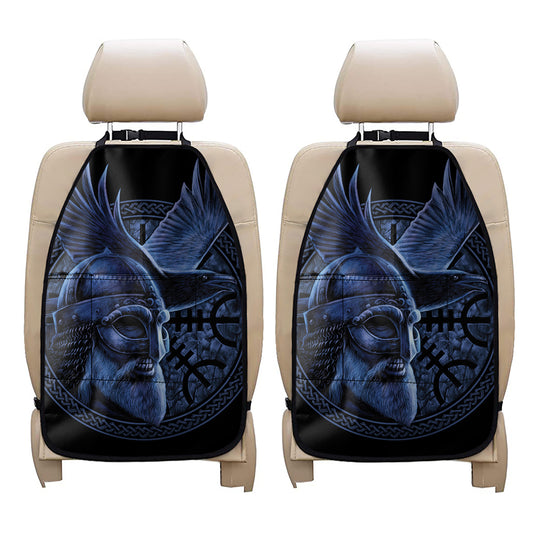Blue Viking God Odin And Crow Print Car Seat Organizers