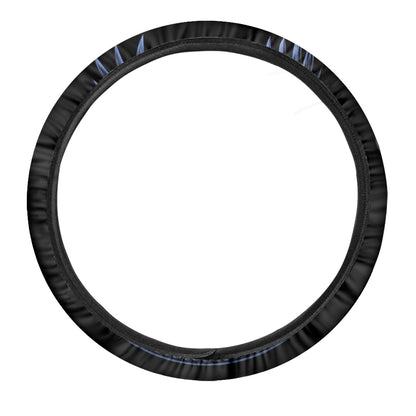 Blue Viking God Odin And Crow Print Car Steering Wheel Cover