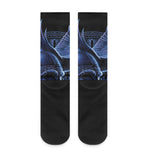 Blue Viking God Odin And Crow Print Crew Socks