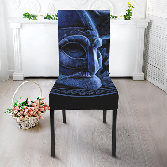 Blue Viking God Odin And Crow Print Dining Chair Slipcover