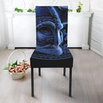 Blue Viking God Odin And Crow Print Dining Chair Slipcover