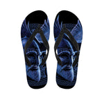 Blue Viking God Odin And Crow Print Flip Flops