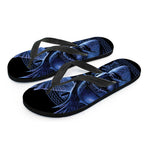 Blue Viking God Odin And Crow Print Flip Flops