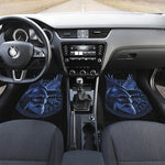 Blue Viking God Odin And Crow Print Front and Back Car Floor Mats
