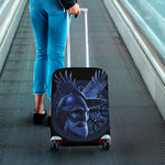 Blue Viking God Odin And Crow Print Luggage Cover