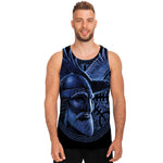 Blue Viking God Odin And Crow Print Men's Tank Top