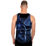 Blue Viking God Odin And Crow Print Men's Tank Top