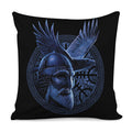 Blue Viking God Odin And Crow Print Pillow Cover