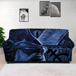 Blue Viking God Odin And Crow Print Sofa Cover