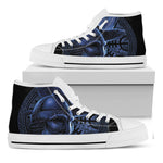 Blue Viking God Odin And Crow Print White High Top Shoes