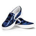 Blue Viking God Odin And Crow Print White Slip On Sneakers