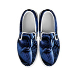 Blue Viking God Odin And Crow Print White Slip On Shoes